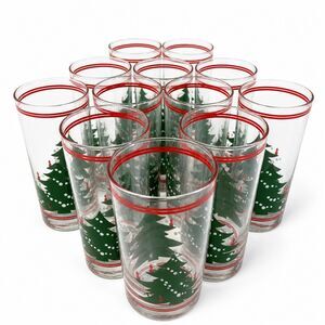 Lot of 12 Vintage Waechtersbach Christmas Tree Highball Glasses 16oz Barware